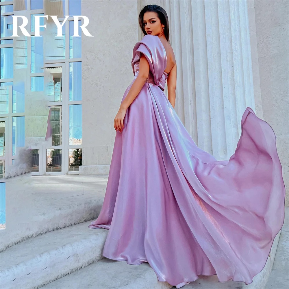 RFYR One Shoulder Chic Woman Evening Dress Gown Tulle Ball Gown Beach Night Dresses Gown with Split Custom Size robes de soirée