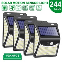 ‌244 LED Solar Wall Light with Motion Sensor - 4 Modes, PIR Detection, Waterproof Outdoor Solar Lamp for Garden