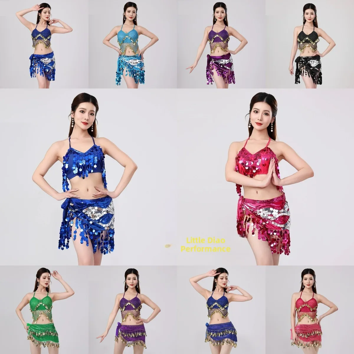 

Belly Dance Costume Stage Performance Skirt Set Bra Sequin Skirt Outfit Dancewear Shiny Performance Costume Women's Fashion