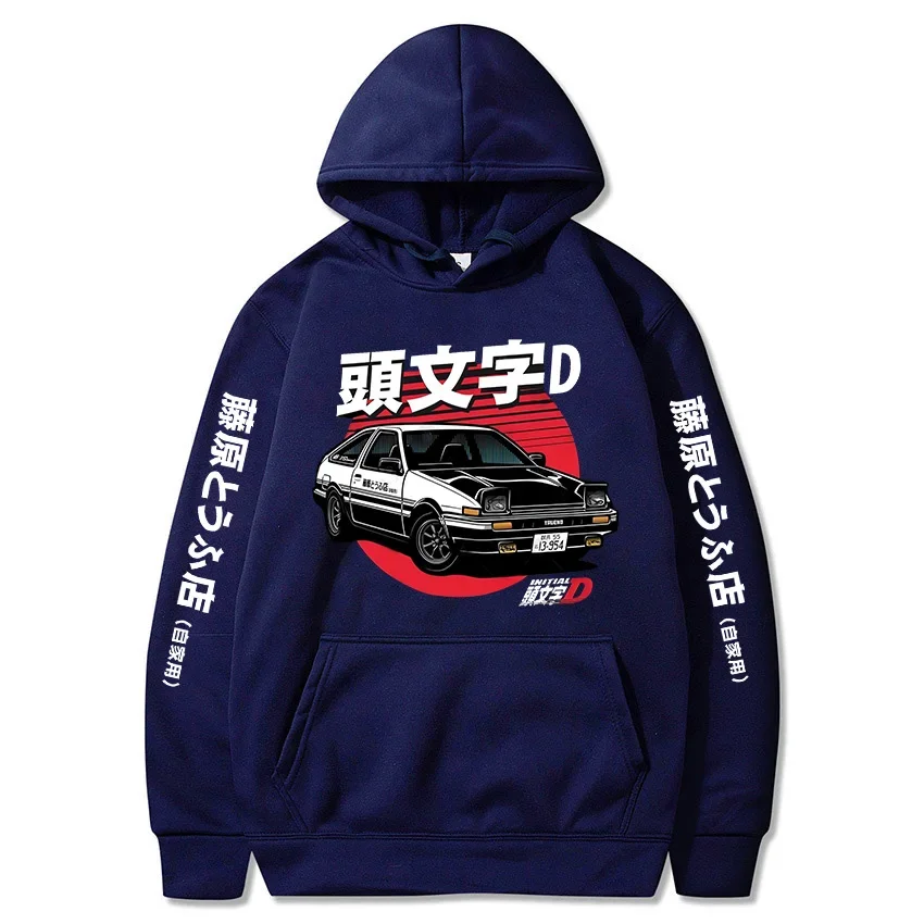 Redsuns Cartoon Gothic Sweatshirts  Anime Initial D Hoodies for Men AE86 Funny Harajuku Manga Hooded Streetwear Clothes Male