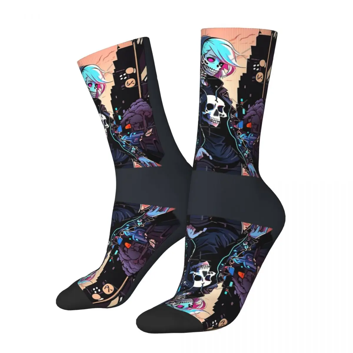 Hip Hop Vintage Hauntingly Girl Skeleton Street! Classic Crazy Men's Socks Unisex men's motorcycle Harajuku Seamless Sock fugees