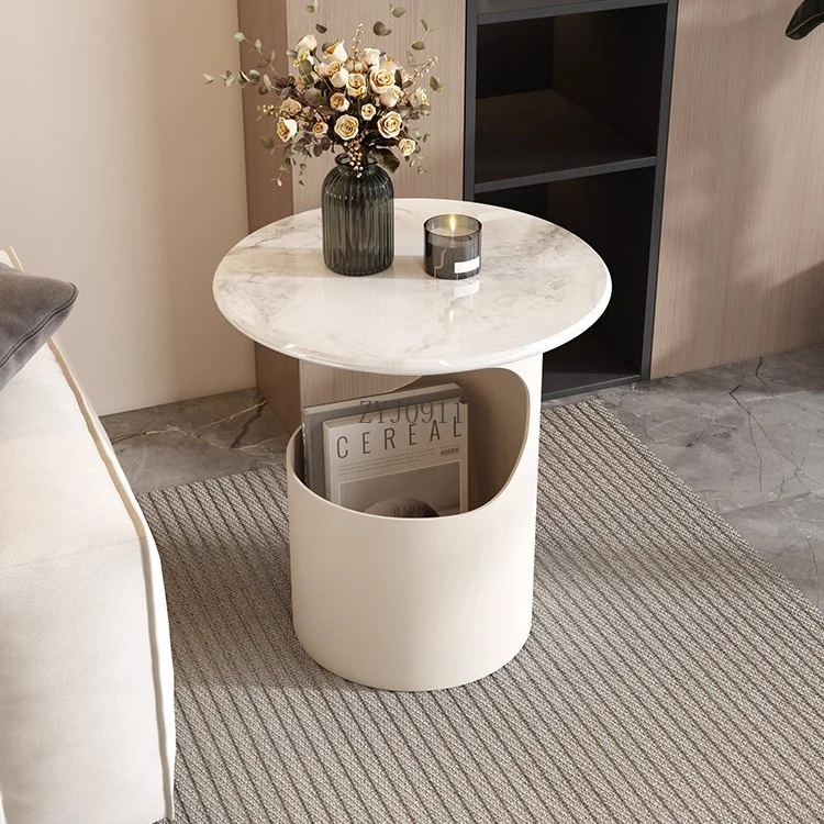 طاولة قهوة مستديرة على الطراز الحديث لغرفة المعيشة بحافة أريكة وطاولة قهوة من الرخام #4