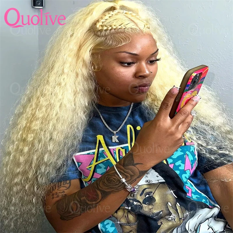 613 Медовый блондин 13x6 HD Парик фронтальной части шнурка Человеческие волосы Вьющиеся парики 30-дюймовые глубокие волны Бразильские цветные 13x4 Hd Парики фронта шнурка