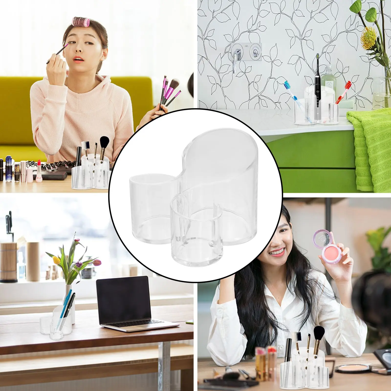 

Makeup Brush Storage Container Organizer Eyeliner Holder Acrylic Travel Brushes Premium Material Long Life Transparent