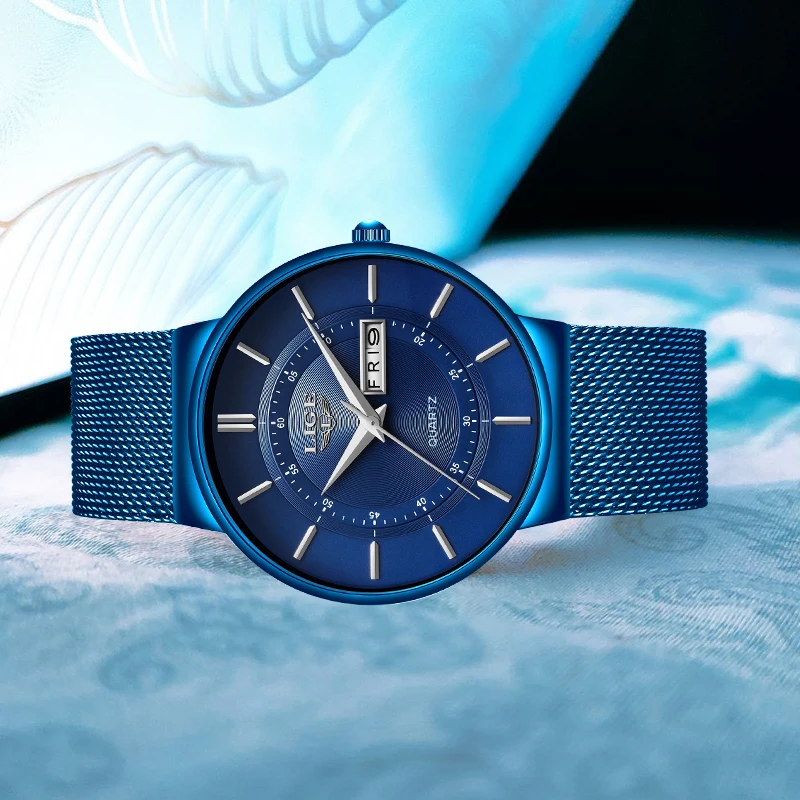 LIGE-reloj de cuarzo con correa de malla para mujer, accesorio de lujo con esfera Simple, clásico, a la moda, resistente al agua, ultrafino, con
