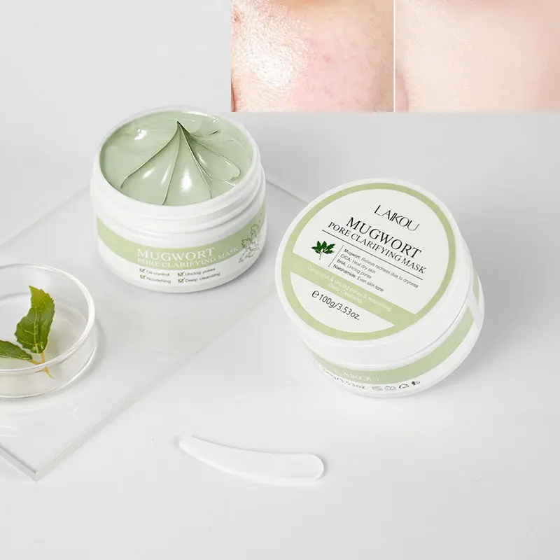 LAIKOU Mugwort Pore Clarifying Mask Deep Cleaning, Oil Control,  Nourishing and Soothing Mask Unclog Pores