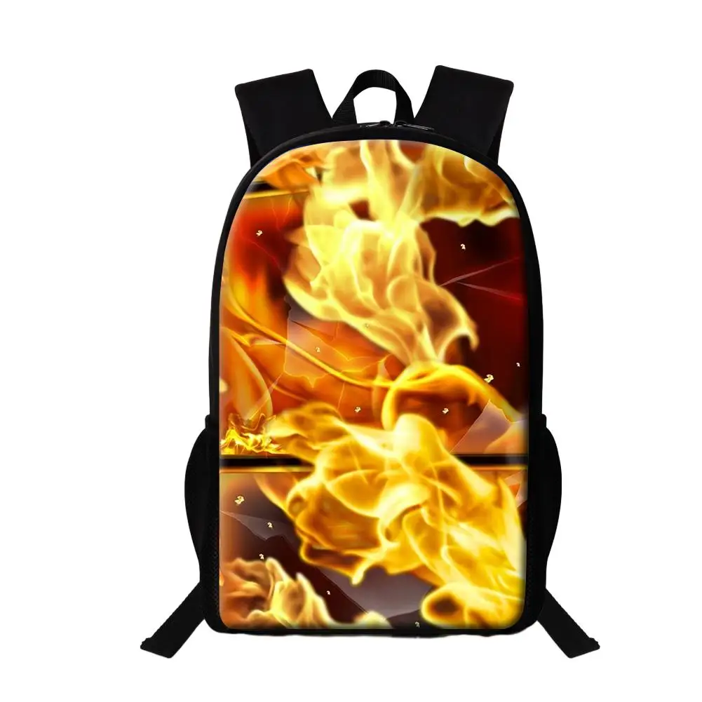 16 Inch School Bags For Elementary Student Cool Fire Blaze Design Backpack Male Daily Daypack Children Multifunctional Backpack