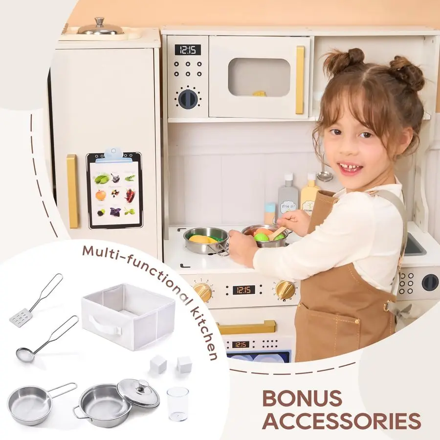 مجموعة لعب المطبخ بتصميم واقعي، مطبخ لعب فاخر مع خزائن تخزين ممتدة، مطبخ ألعاب للأطفال الصغار مع القهوة