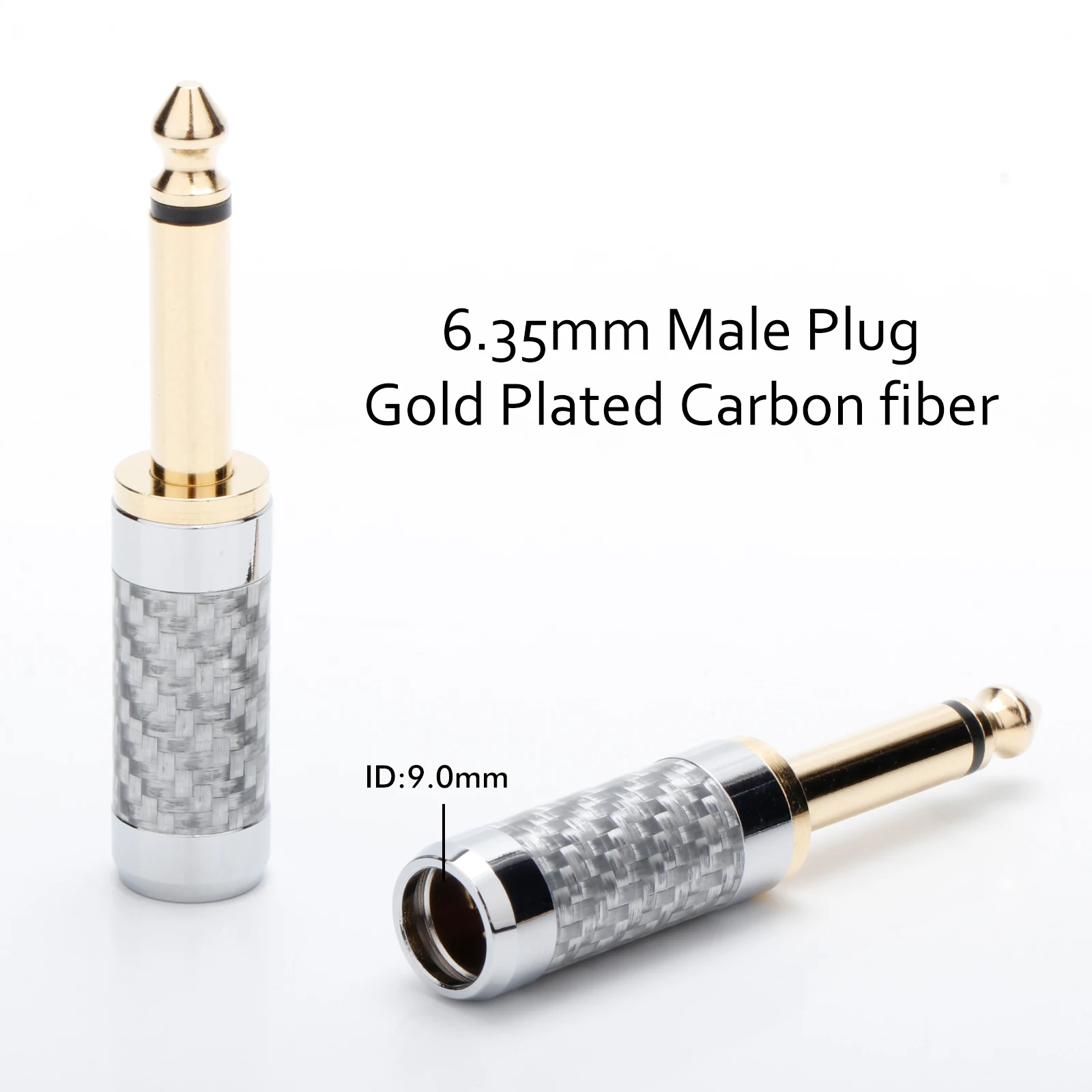 HiFi 6.35 مللي متر سماعة موصل 90 درجة ألياف الكربون مطلية بالذهب مقبس استريو 6.35 مللي متر MonoConnector لكابل محول الميكروفون