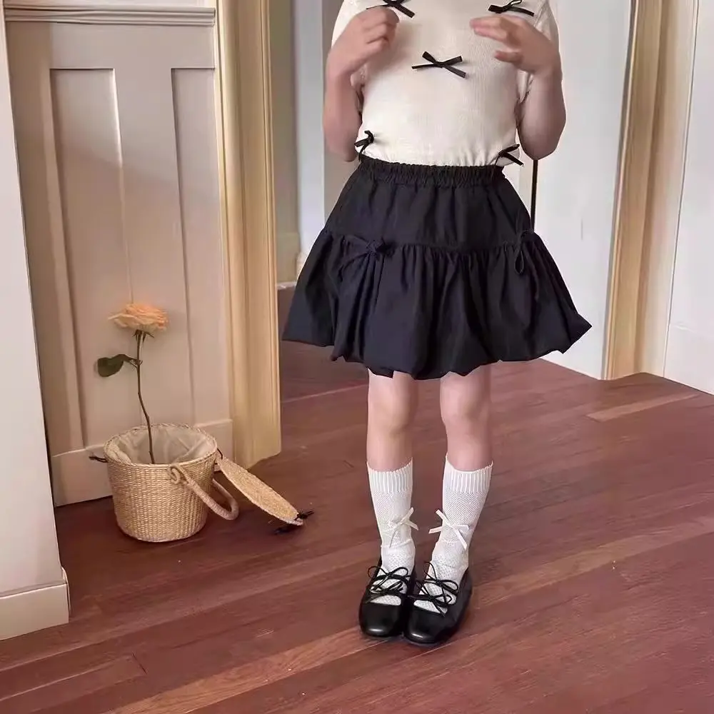 女の子の花のつぼみ半身スカート 2025 夏の新しいトレンディな子供の甘くてかわいいリボンショートスカート