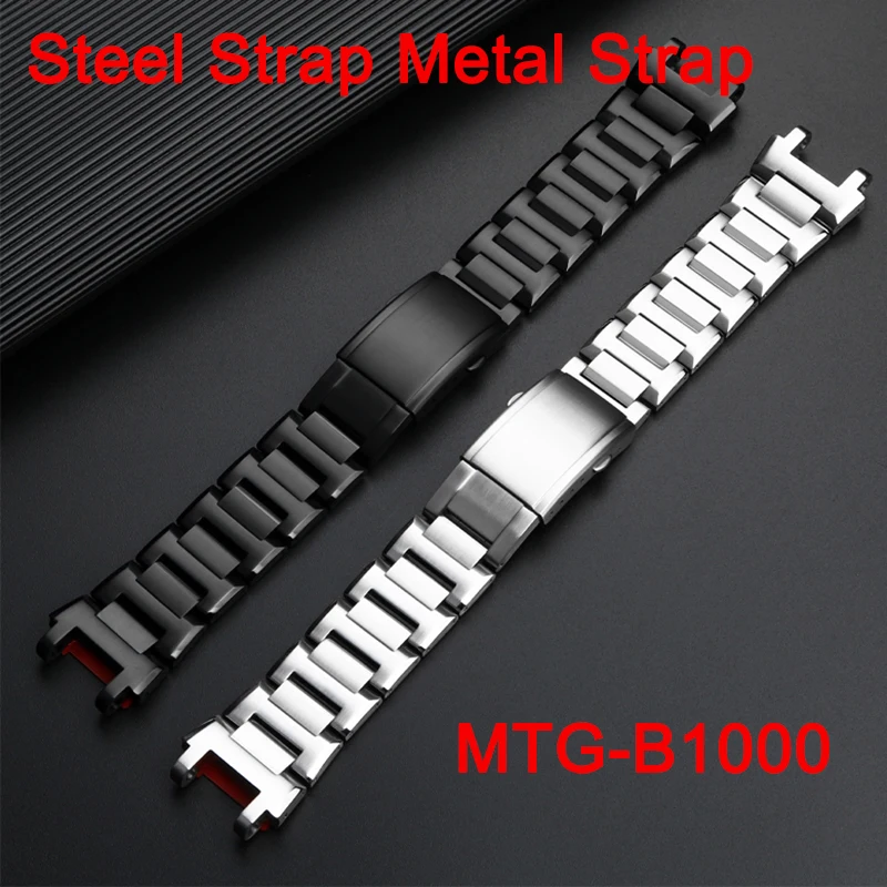 soild Stainless Steel Watchband For Casio G-SHOCK MTG-B1000 Watch Strap Modified Precision Steel Accessories Resin Bracelet Belt