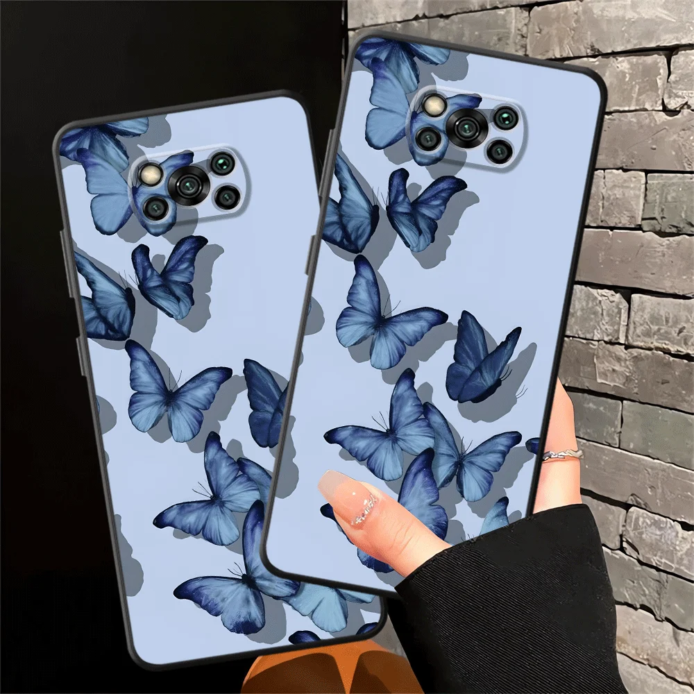 الكرتون لطيف فراشة الأسود لينة غطاء الهاتف القضية ل Xiaomi Poco F8 F3 C75 C71 C61 F1 M5 X3 X4 X5 X7 Pro M3 M4 M7 Pro C50