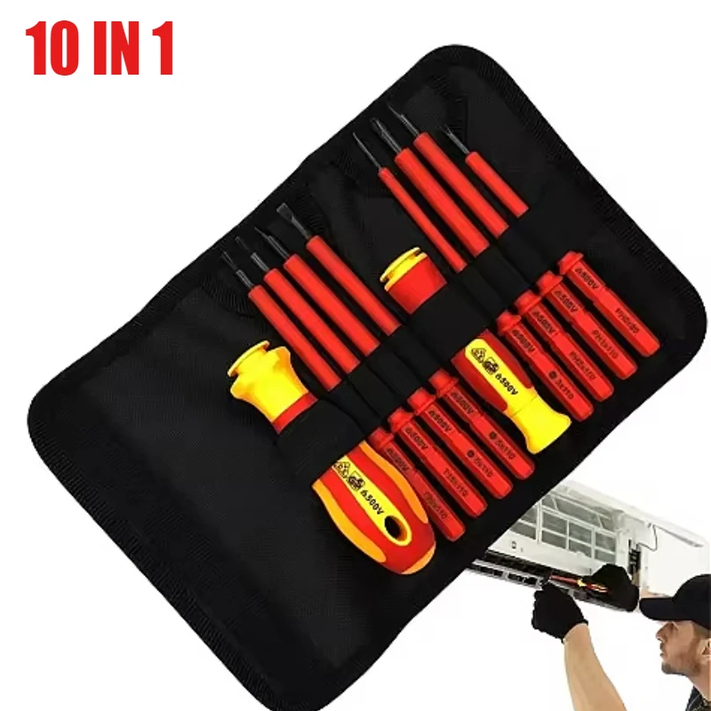 Insulated Magnetic screwdriver set Phillips Torx Screw Driver Bits home repair electrician screwdriver set 10 in 1 Hand Tools