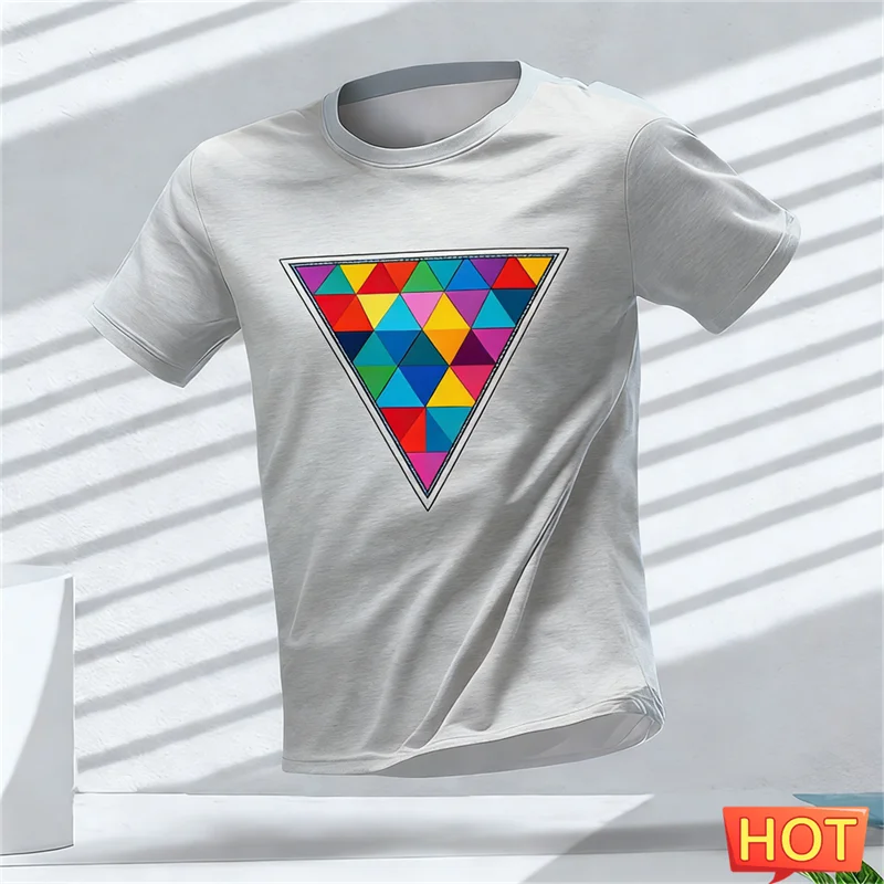 

Simple Fashion Geometric Graphic Sports T Shirts Summer Casual Short Sleeve 3D Printed T-shirts Loose Breathable Fitness Tees