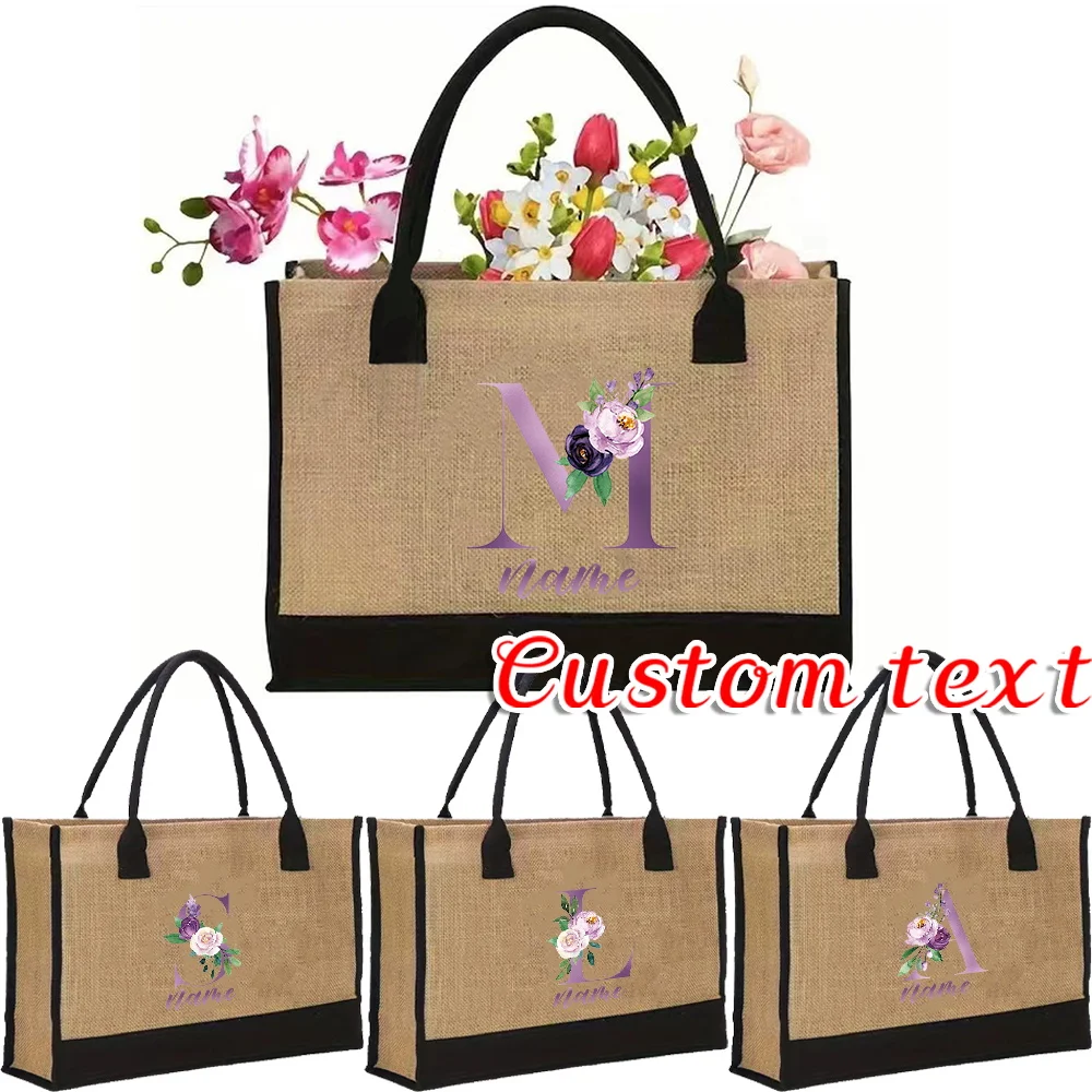 Personalized Customized Name Retro Coarse Linen Cloth Bag Top Handle Foldable Shopping Bags Multiple Styles Handbag 2025 New