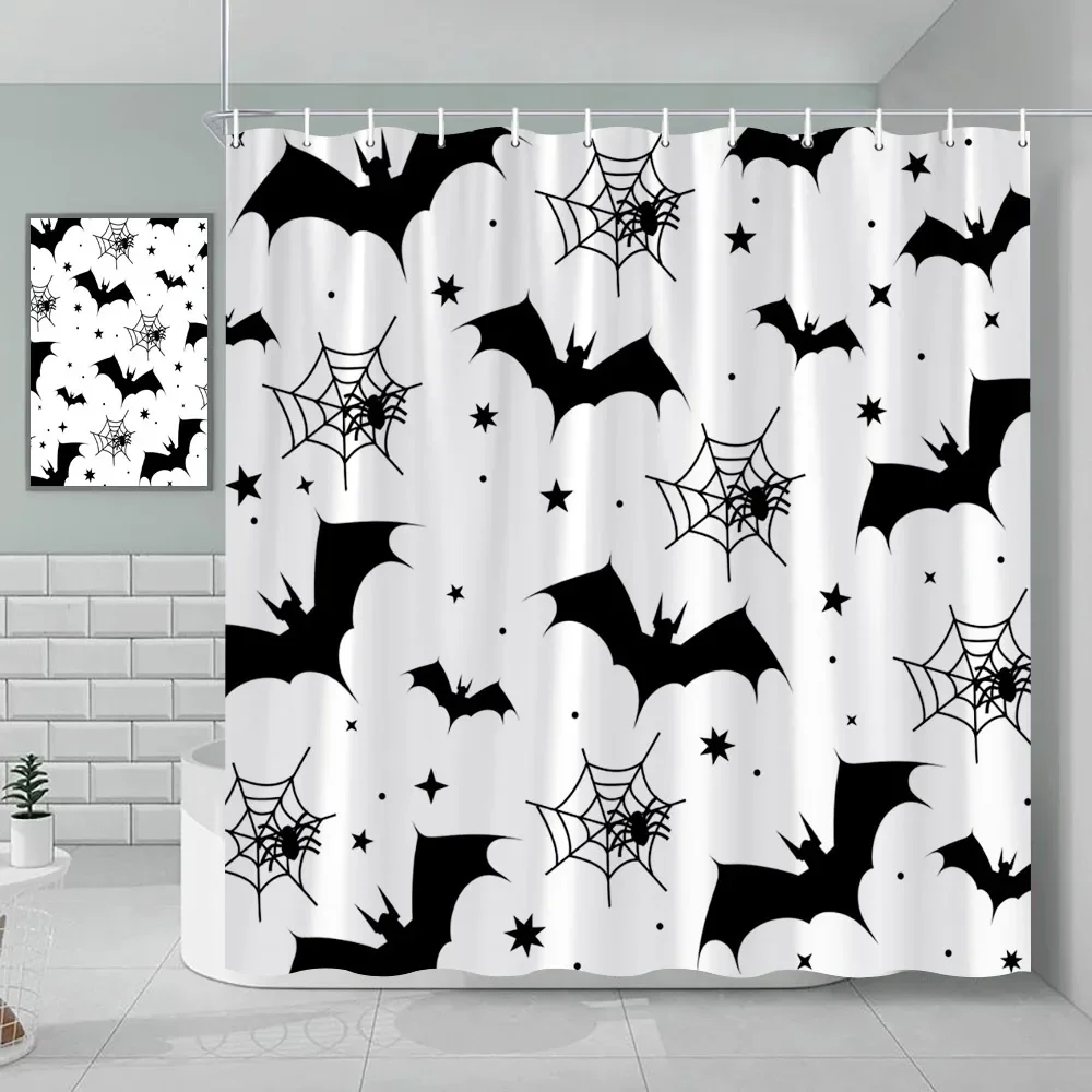 Halloween Shower Curtain Autumn Pumpkin Farm Cars Maple Leaf Bat Castle Witch Ghost Skeleton Bathroom Decorative Shower Curtains