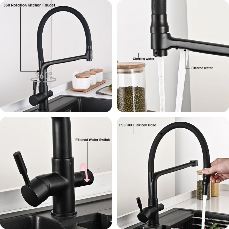 Kitchen Sink Faucet Filter    Water  Brass Flexible  Mixer Tap  360 Rotation Purifier 