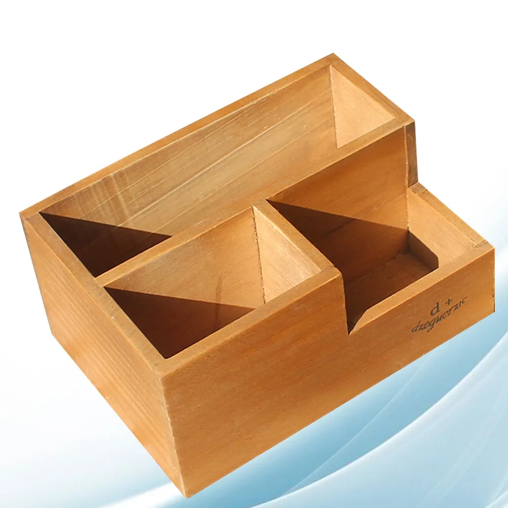1Pcs Wood Planter Succulent Pot 3 Grids Compartment Sundries Organizer Decorative English Letters Wooden Storage Box