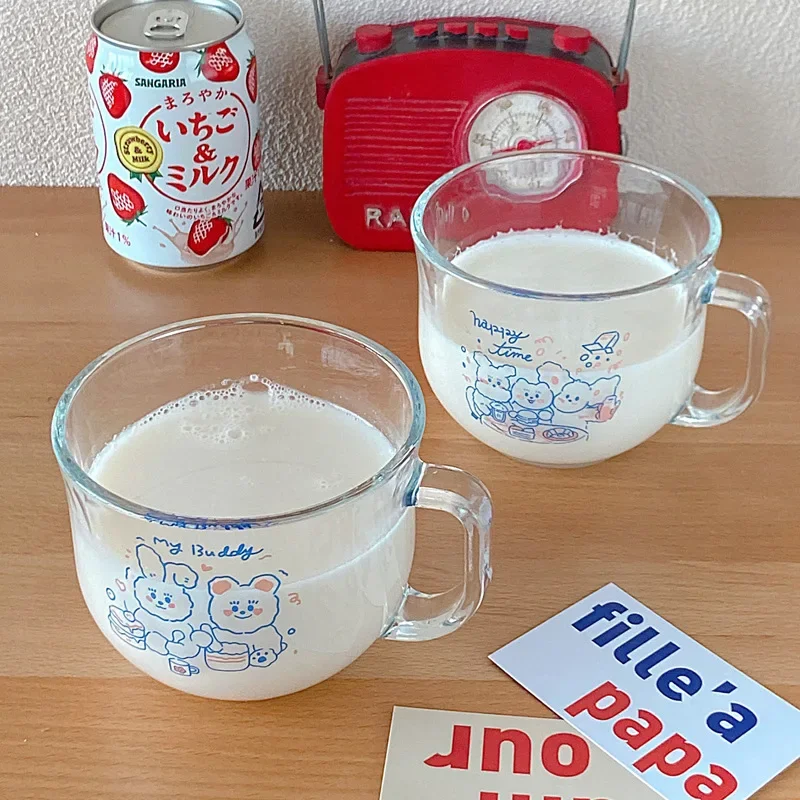 Letter Glass Coffee Mug with Handle Glass Coffee Cups for Cappuccino Latte Cereal Yogurt Milk Hot or Cold Beverages 480ML