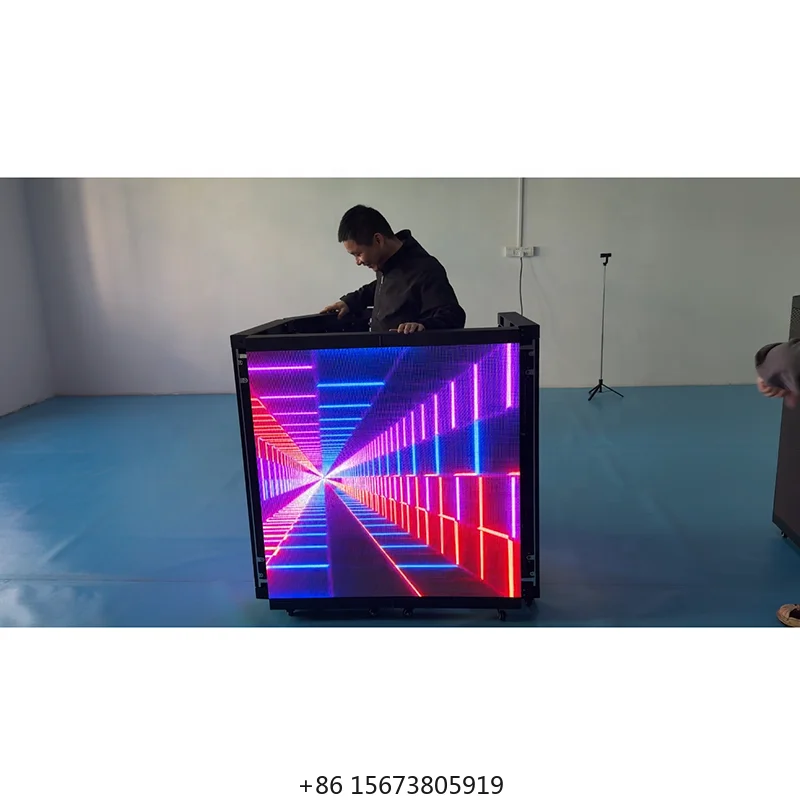 Tela de LED Dobrável P3.91 de Alta Qualidade e Cores Vibrantes para Cabine de DJ Portátil, Ideal para Bares Noturnos, Casamentos e Discotecas