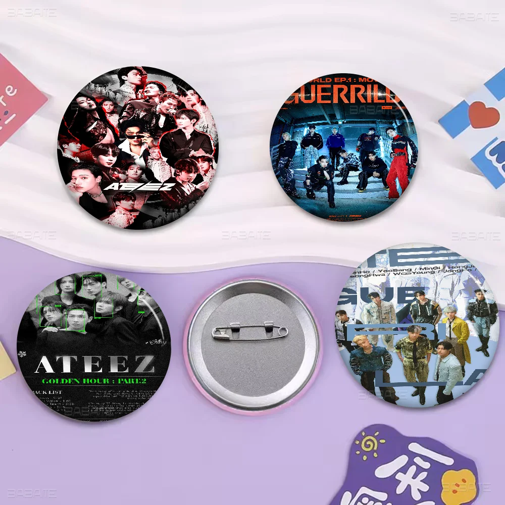 A-ATEEZ KPOP 32/44/58MM Customizable Button Pins Cute Funny Creative Badge Jewelry Decor Gifts for Friends
