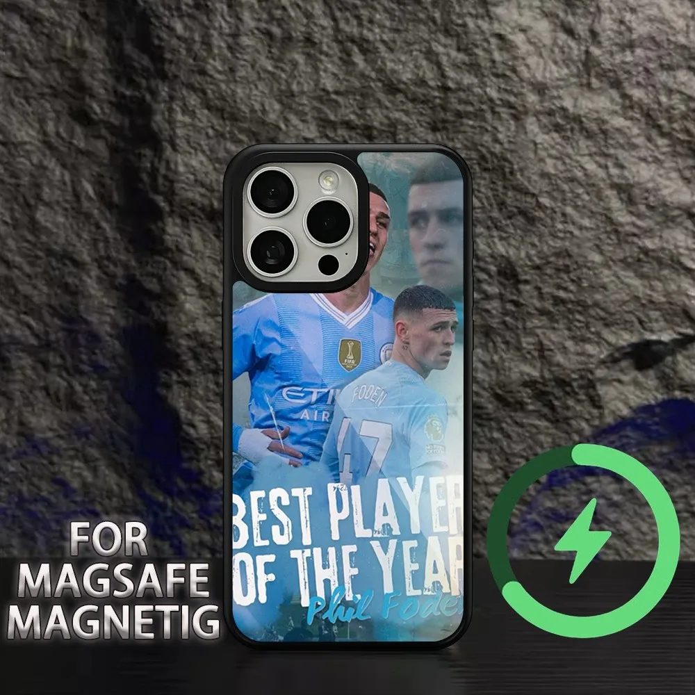 Football star Phil F-Foden Phone Case For iPhone 11 12 13 14 15 Plus Pro Max Charging Magsafe Magnetic Wireless Cover