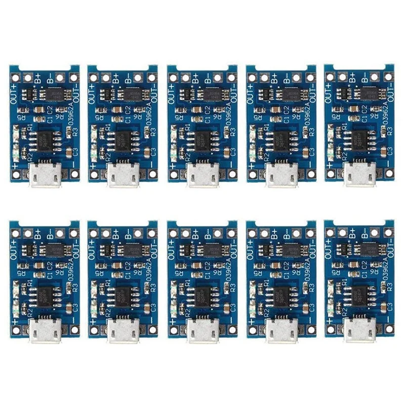 10Pcs 5V 1A 18650 scheda di ricarica della batteria al litio TP4056 scheda di ricarica della batteria al litio modulo di ricarica Micro-USB Protect