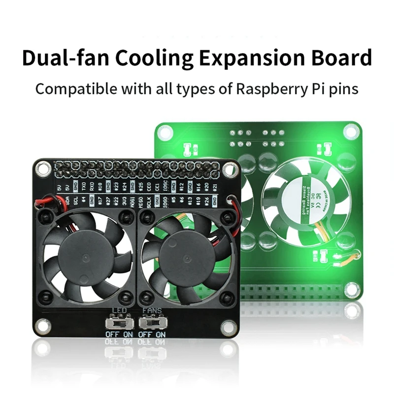 

RPI Dual Cooling Fan Shield Expansion Board for 5B/4B/Zero with LED RPI Radiator DIY Projects Electronic-ABVP