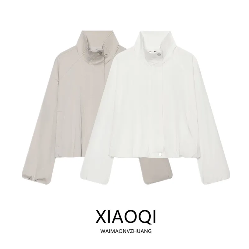 Elegant Short Stand Collar Zipper Button Autumn New Arrival Women's Outerwear Versatile Casual Style Fashionable Outer Jacket