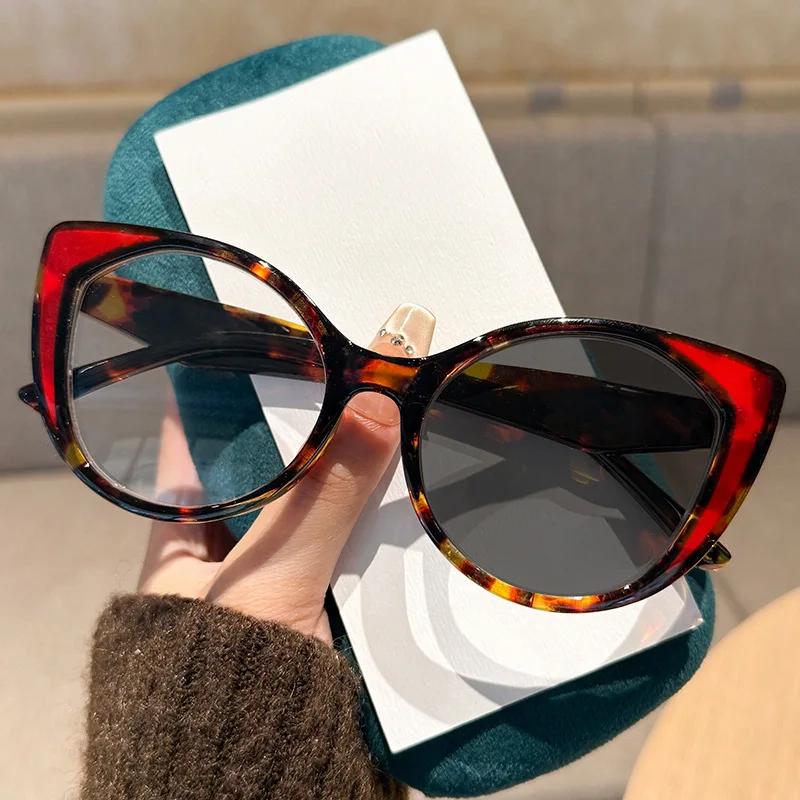 2025 neue modische Cat Eye photochrome Damen-Lesebrille Retro neutral hochwertige Farbblock-Presbyopie-Brille – Detail 2