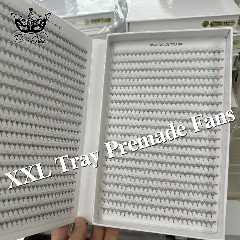 XXL Mega Trays Handmade Eyelash Premade Narrow Volume Fan Ultra Dark Pointy Base Promade Fans Eyelash Extensions Supplies