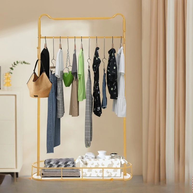 Furniture Multi-Functional Movable Clothes Rack Garment Stand W/ Storage Basket Hooks Home Furniture