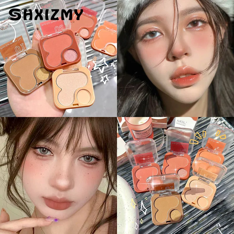 Two-tone Blush Brighten Face Blusher Nourishing Facial Cheek Natural Contour Peach Blush Palette Women Powder Makeup Cosmetics