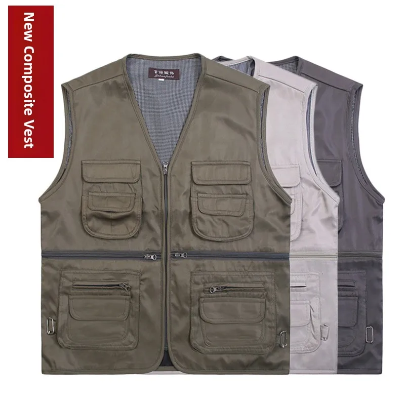 Chaleco fino de verano con múltiples bolsillos, ropa de trabajo para exteriores, chaleco para hombre, equipo de pesca, fotografía, periodista, chaleco multibolsillo para hombre