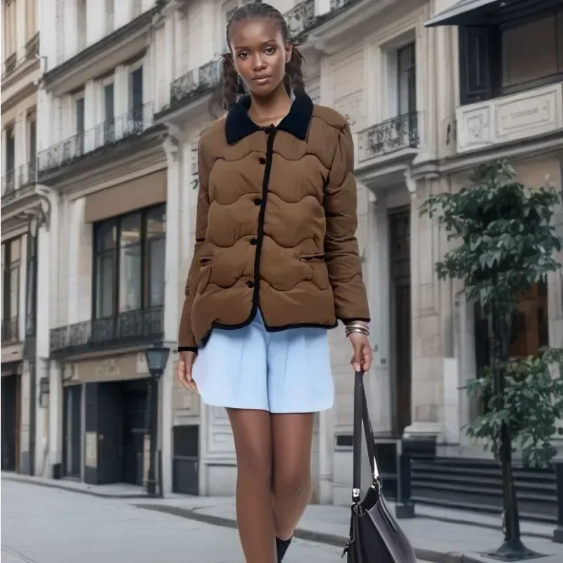 Parka en coton marron pour femme, petite veste parfumée, vêtements réguliers, mode printemps et automne, Ins, nouveau, automne et hiver