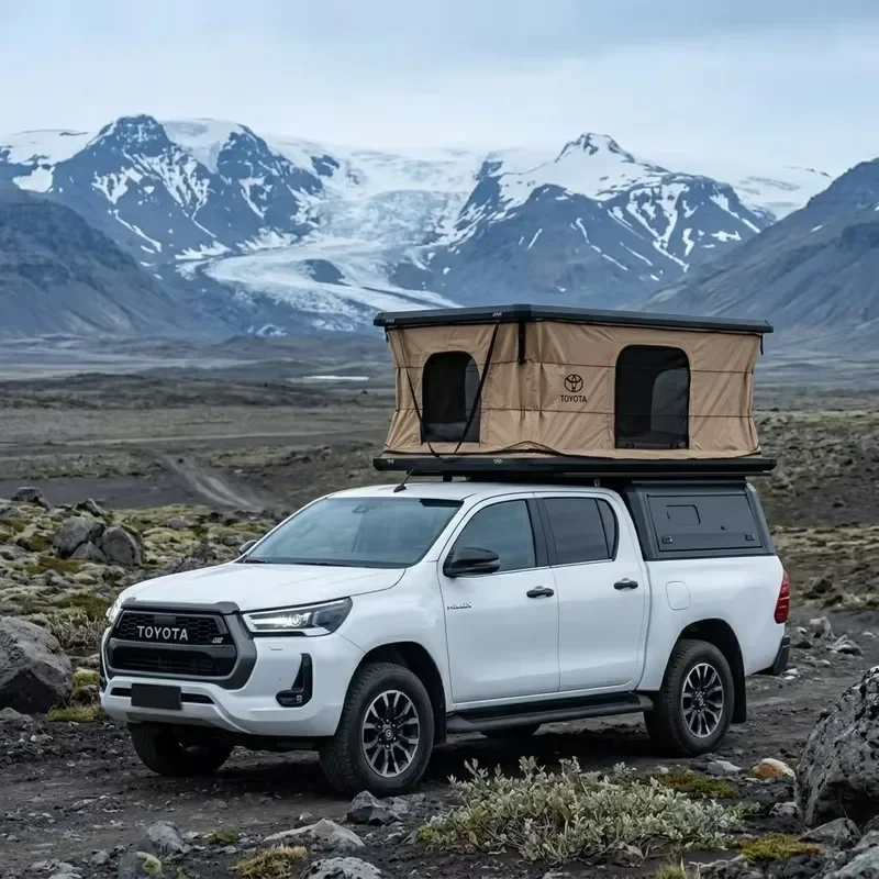 Premium ABS Hard Shell Pop-Up Rooftop Tent with Mattress & Telescopic Ladder | Foldable Electric 4-Season Camping Tent