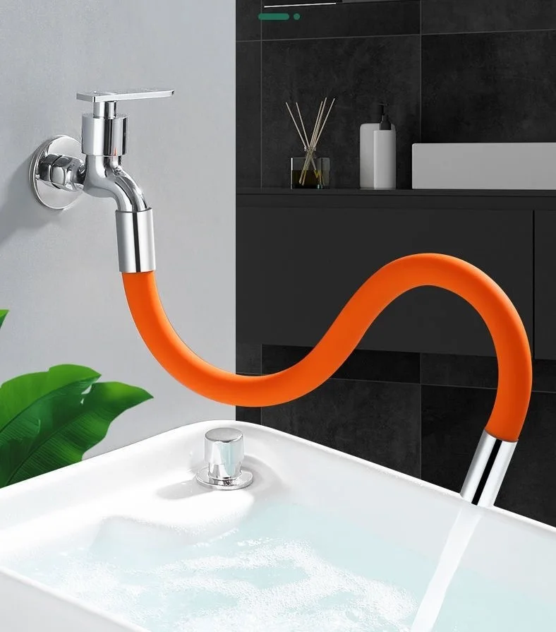 

360° Swivel Faucet Extender Hose,Flexible 20in Extension Pipe with Aerator&Anti-Splash Nozzle fit for Kitchen/Bathroom Sink