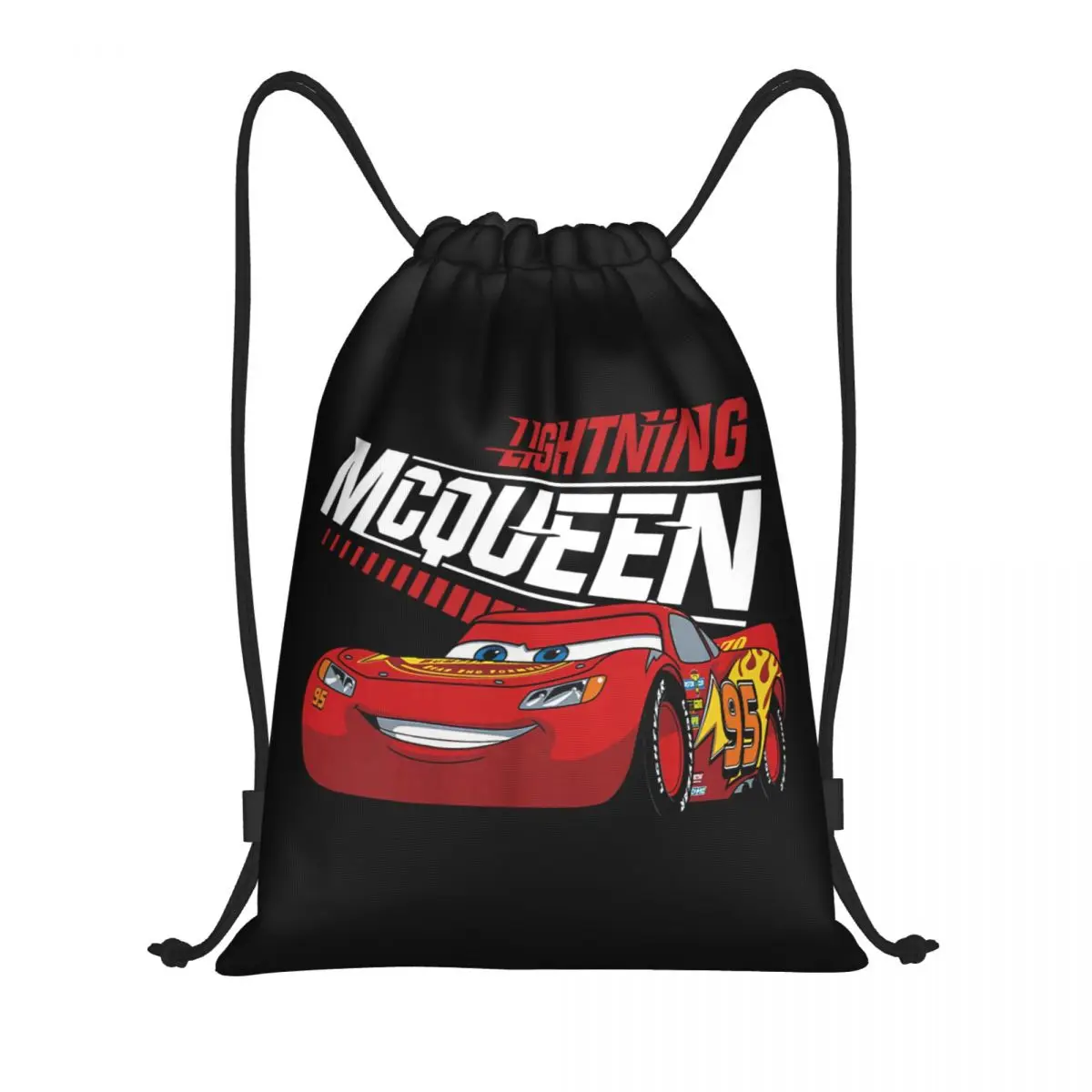 Custom Lightning McQueen Racer Drawstring Bags Men Women Lightweight Cartoon Cars Sports Gym Storage Backpack