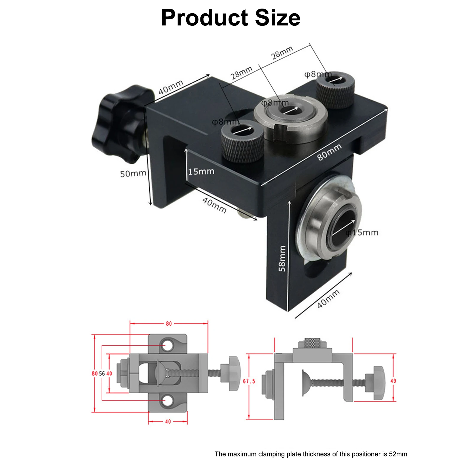 3 in 1 Adjustable Woodworking Doweling Jig Kit Pocket Hole Jig Drilling Guide Locator For Furniture Connecting Hole Puncher Tool