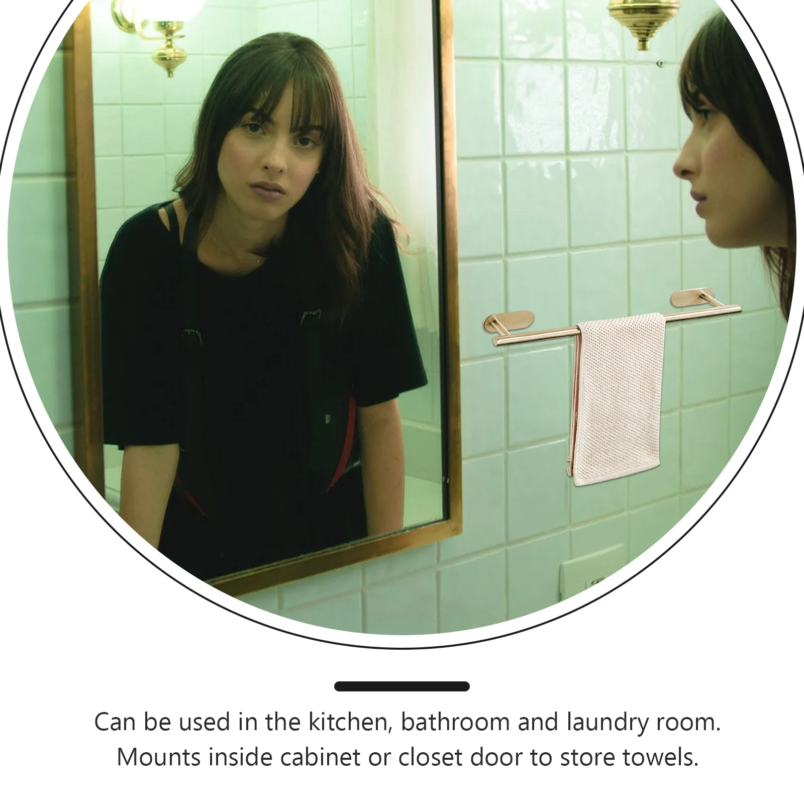 

Bathroom Stainless Steel Towel Rack Hanger No Drilling Scratch Resistant Rust Proof Towel Holder Organizer for Kitchen Laundry