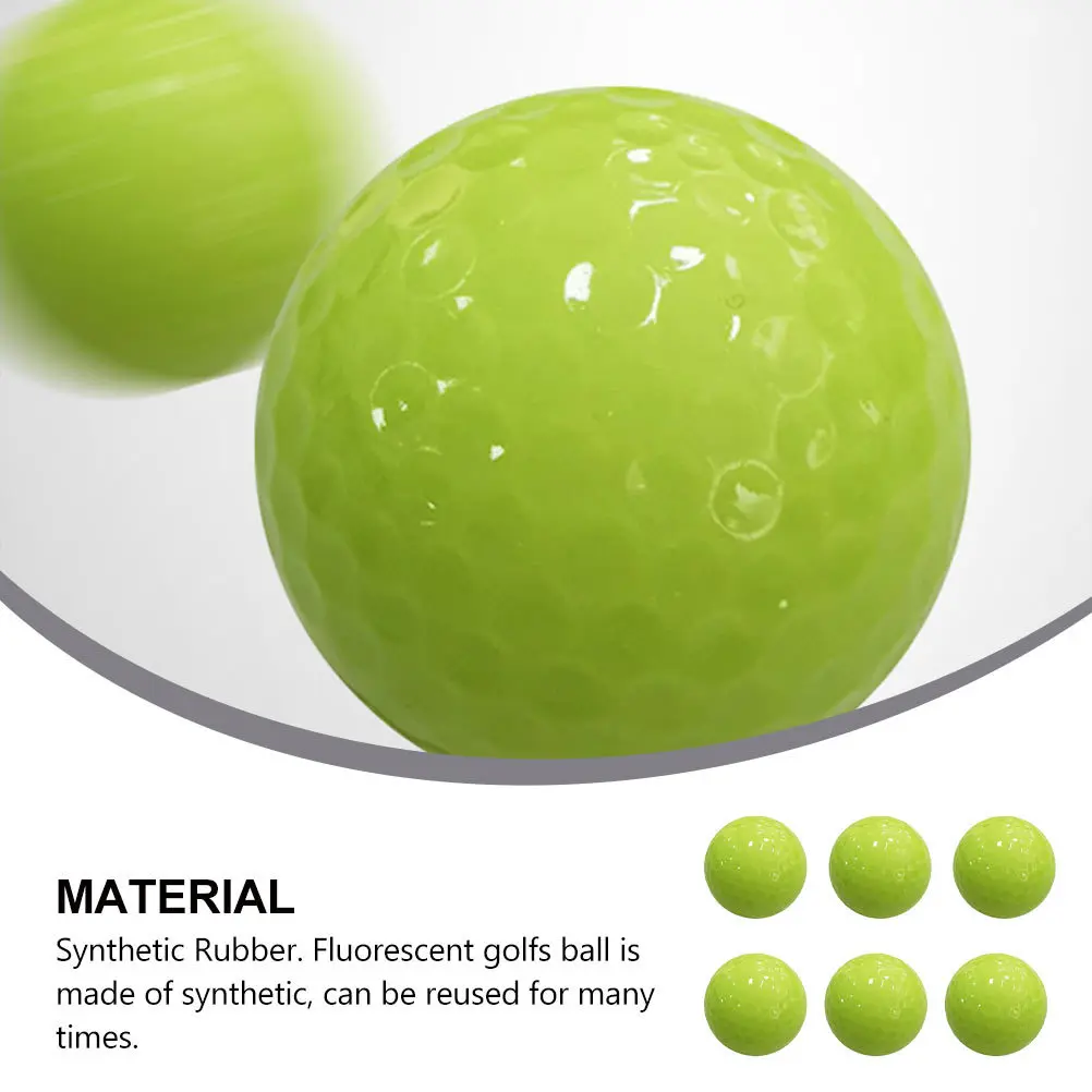 

6 Pcs Glow in Dark Golf Balls Fluorescent Golfing Golfs Bright Coloured Glow-in-the-dark