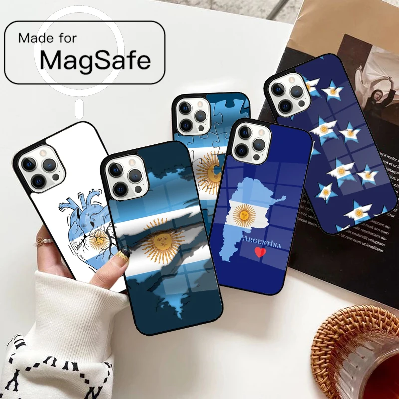 Argentina Flag Magnetic Phone Case For iPhone 17 Air 16e 12 13 14 15 Pro Max Magsafe Wireless Cover