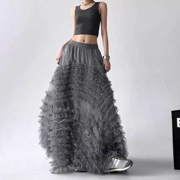 

Irregular mesh heavy industry big long dress girl 2025 summer dress new thin gorgeous fairy dream...
