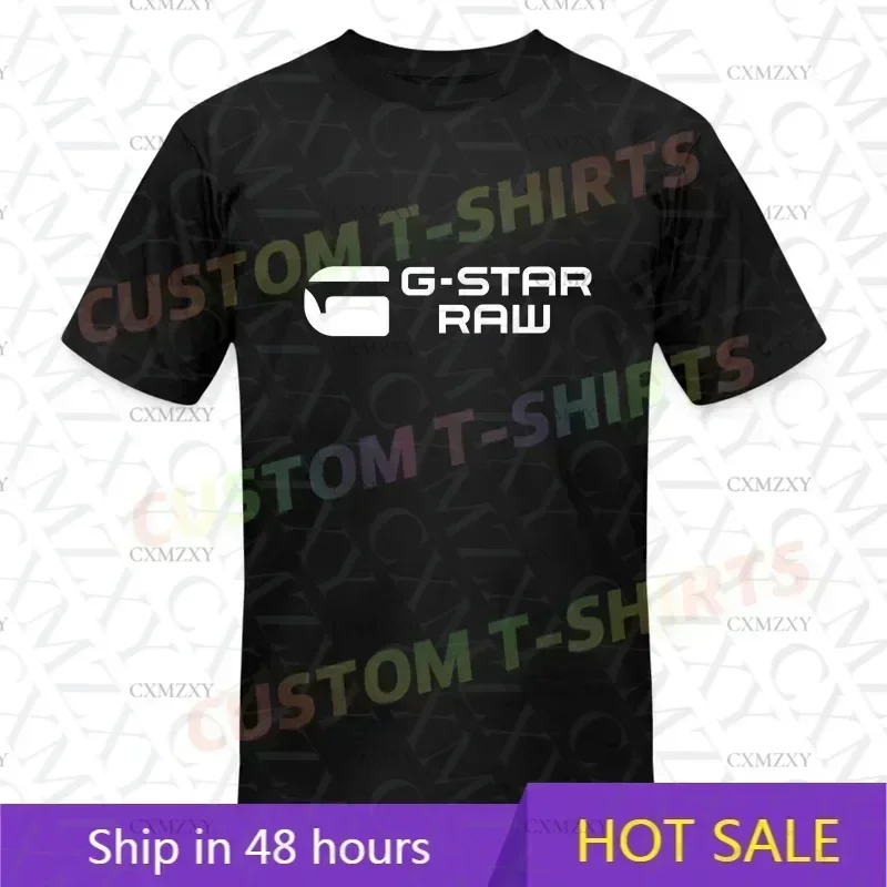 Camiseta Masculina Casual G-Star Raw com Logo Gráfico Verão Manga Curta 100% Algodão S-3XL