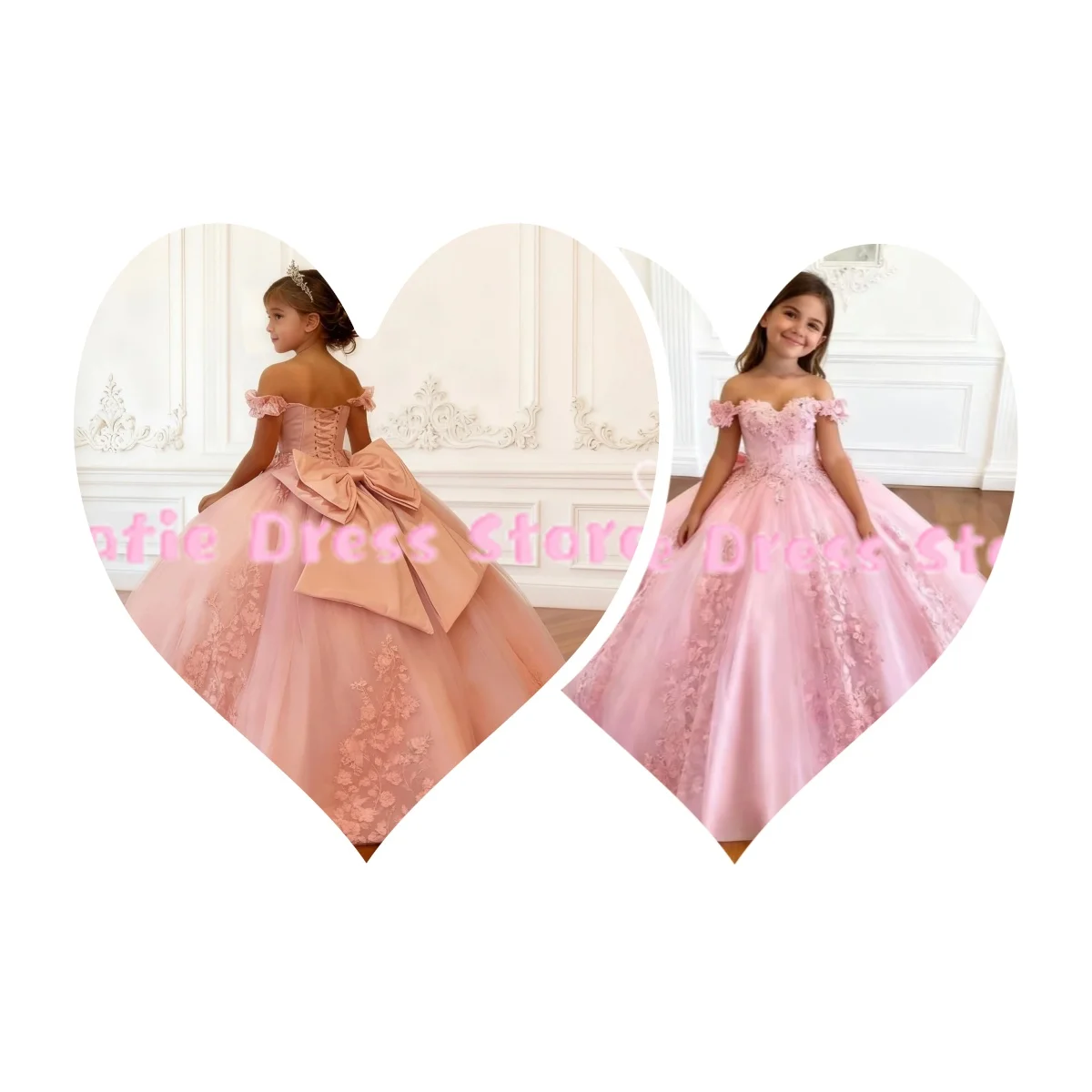 Customized Flower Girl Dress For Wedding Tulle Lace Applique Sleeveless Elegant Kids Birthday Party First Communion Ball Gowns