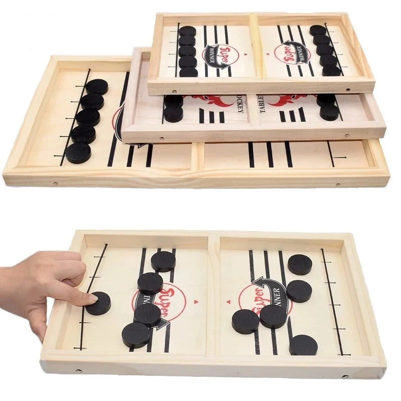 

Fast Sling Puck Game Paced Wooden Table Hockey Winner Games Interactive Chess Toys For Adult Children Desktop Battle Board Game