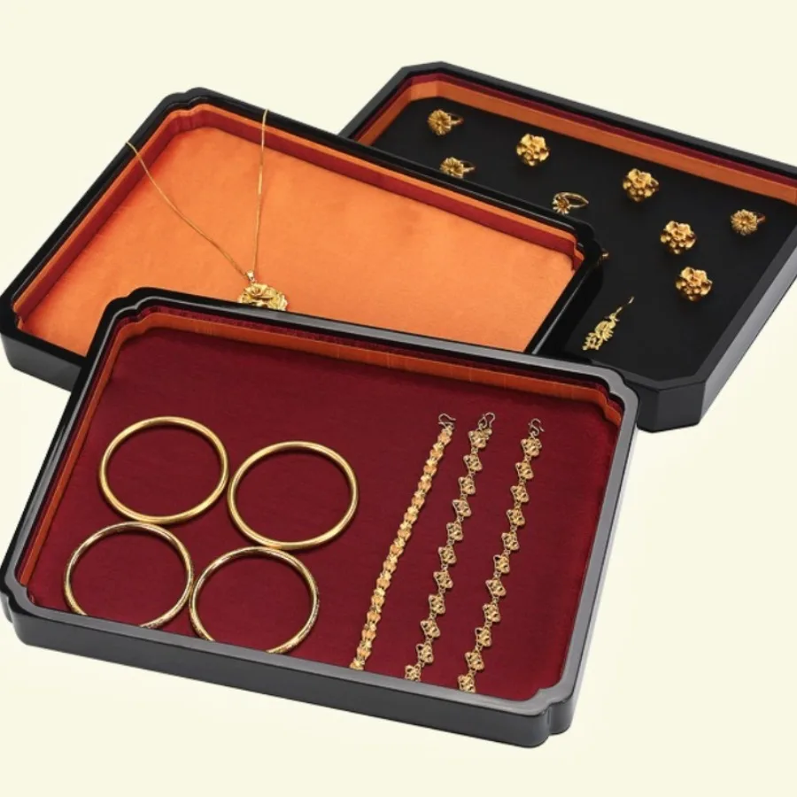 Traditional Chinese Trays Lacquer Gold Jewelry Bracelet Necklace Trays String Exclusive Use Nice Home Decor Plateaux ZY40TP
