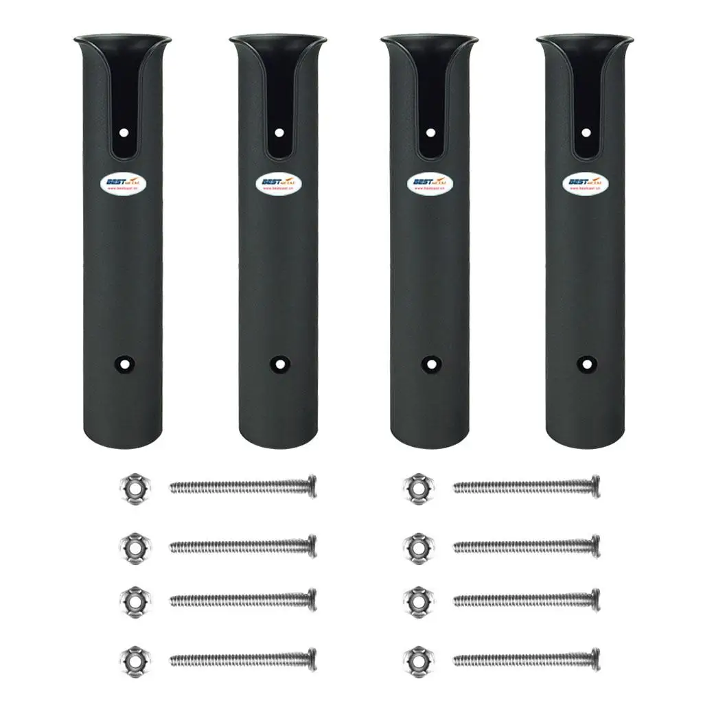 4PCS Black Plastic Boat 4 Tube Fishing Rod OustSide Sport