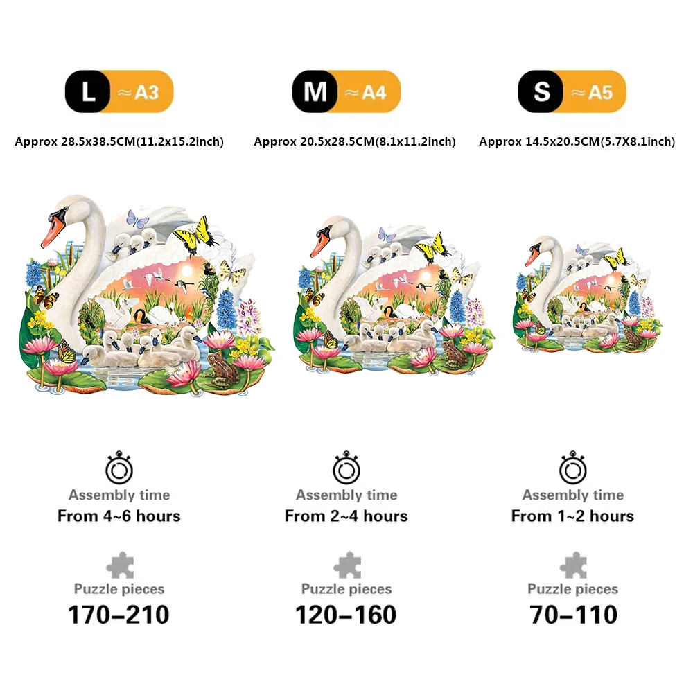 بجعة خشبية بانوراما الألغاز الفن للبالغين ، قطع فريدة من نوعها على شكل ، تخفيف التوتر اللعب ، لعبة ترفيهية ديي للأسرة ، ديكور المنزل