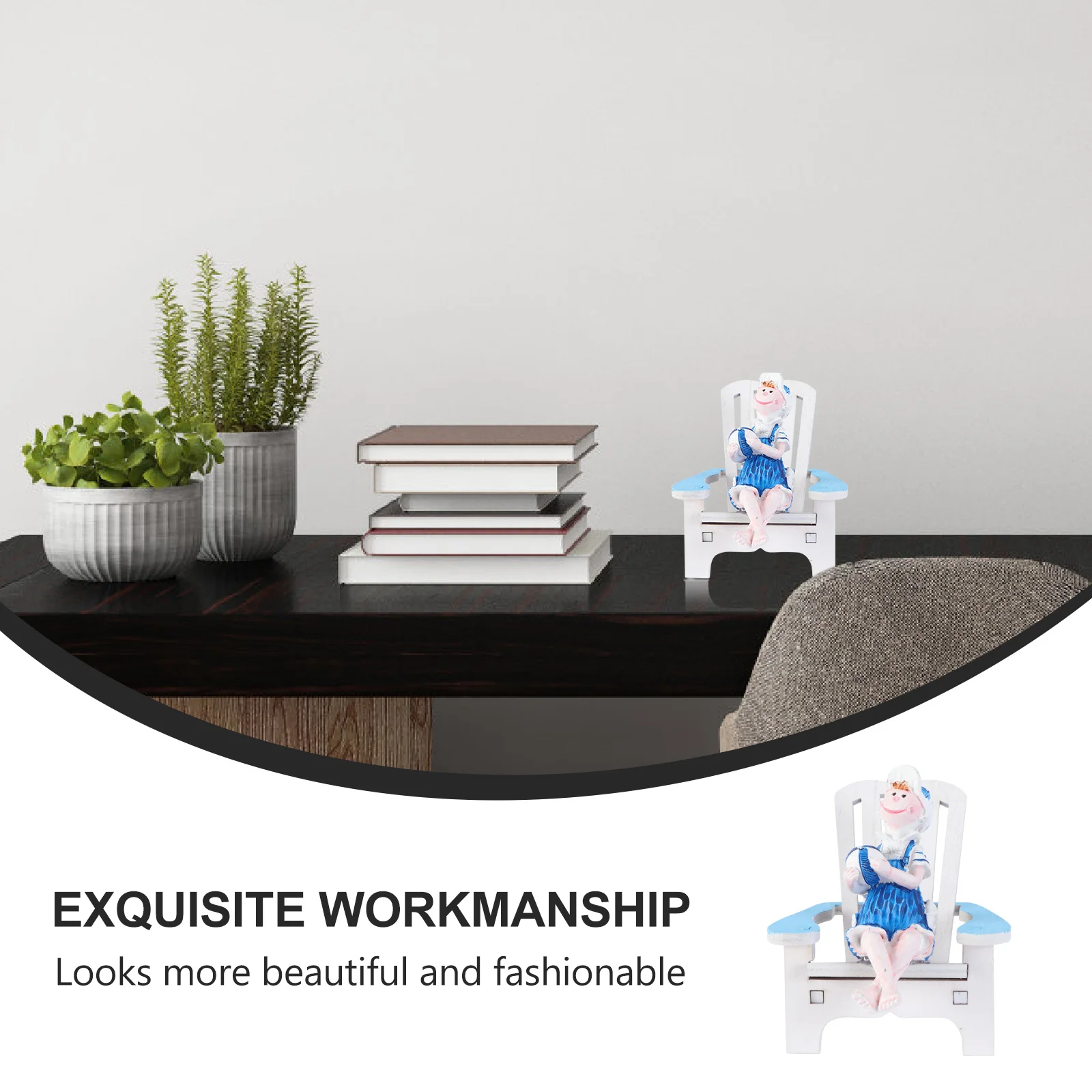 

Wooden Home Decor Craft Mediterranean Style Cartoon Chair Adornment For Cabinet Desktop Bookshelf Holiday Gift Wood Handmade